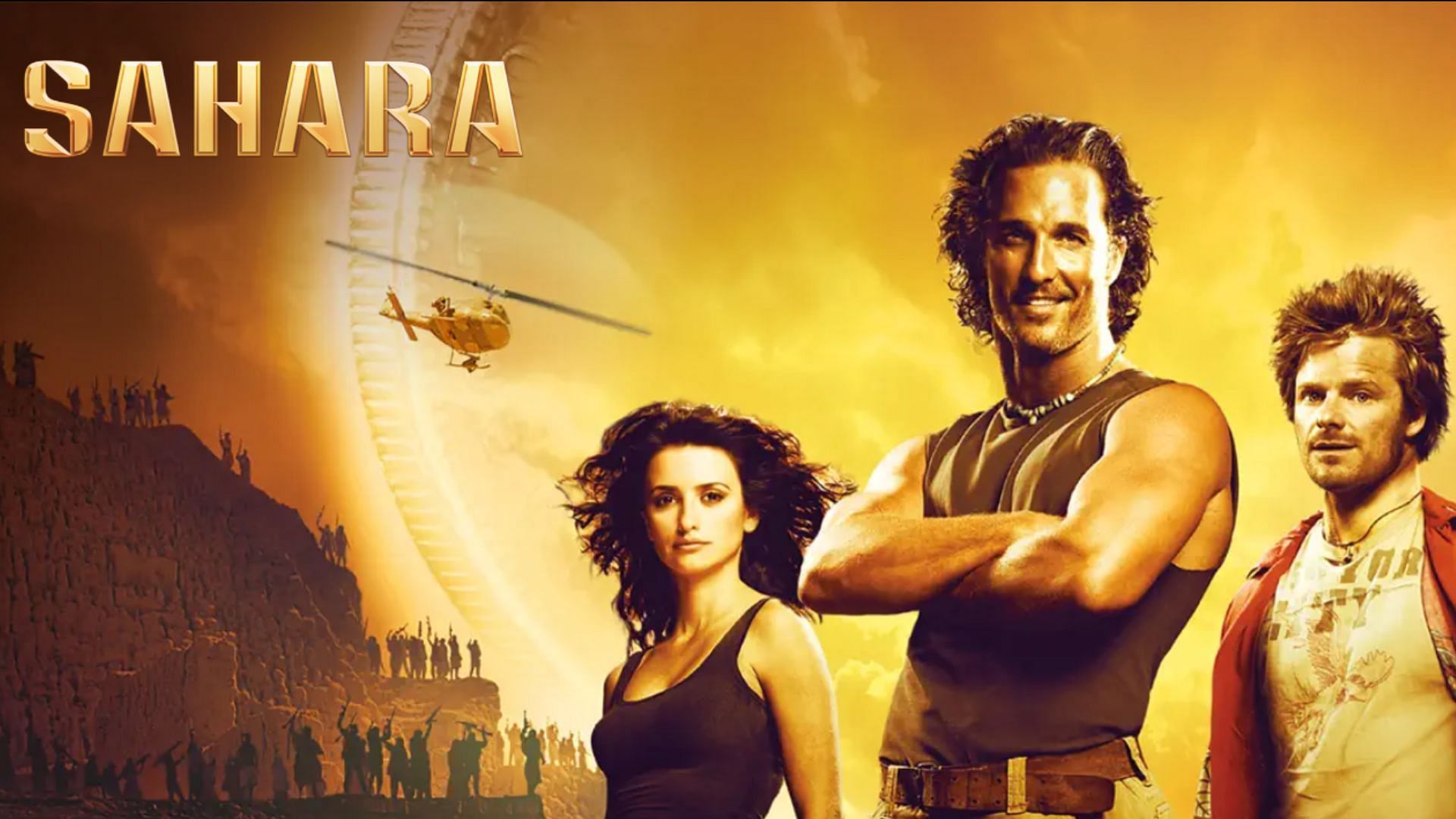 Matthew McConaughey, Steve Zahn, and Penélope Cruz in Sahara (Image via Apple TV+)